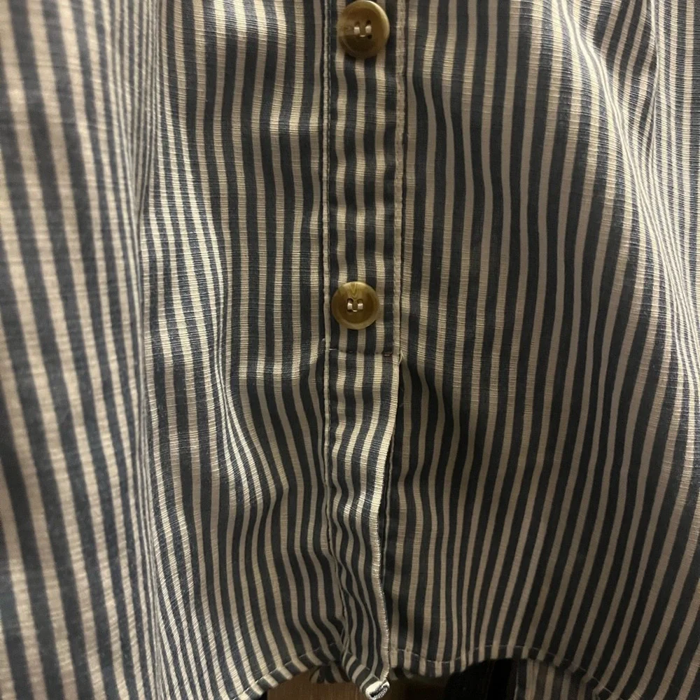 E & M Navy Striped Button-Front and Back Blouse - Picture 9 of 9